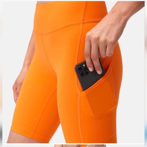 Outdoor Voices Clementine Orange 8" Zoom Shorts W Pockets Biker Medium - Picture 1 of 8
